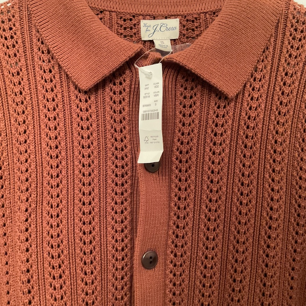 J. Crew Men's Rust short sleeve Sweater polo button down